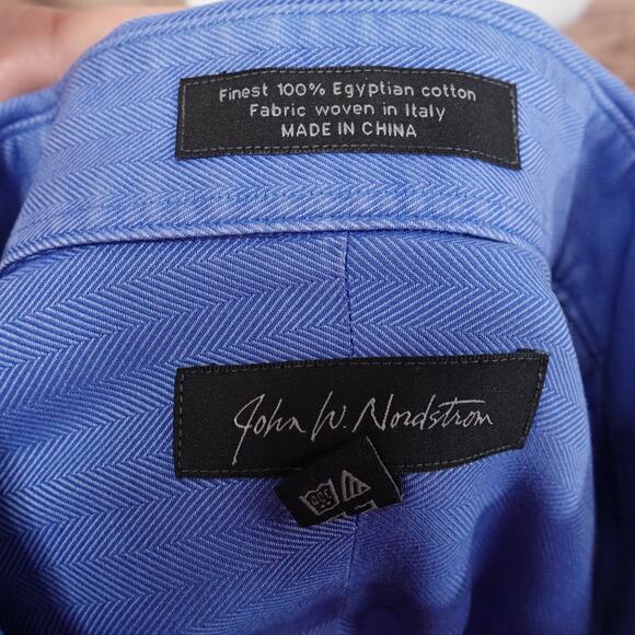 JOHN W NORDSTROM TRADITIONAL FIT BUTTON UP DRESS SHIRT 16 35 BLUE - Picture 6 of 7